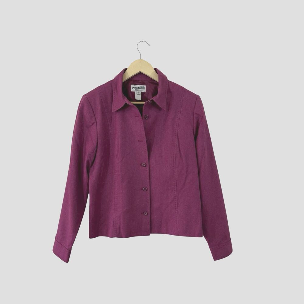 Vintage Pendleton 12 Wool Button Blazer Jacket Cropped Fit USA Made Womens